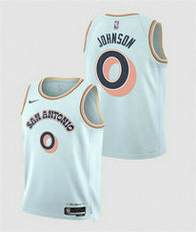 Nike San Antonio Spurs #0 Keldon Johnson Light Blue 2024_25 City Authentic Stitched NBA Jersey