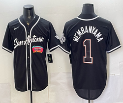 Nike San Antonio Spurs #1 Victor Wembanyama Black Black Number Stitched baseball jersey