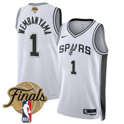 Nike San Antonio Spurs #1 Victor Wembanyama White 2026 Finals Patch Stitched NBA Jersey