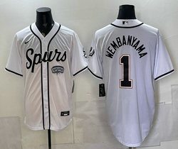 Nike San Antonio Spurs #1 Victor Wembanyama White Black Number Stitched baseball jersey
