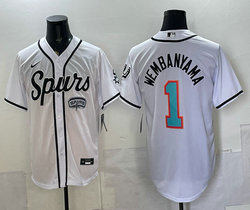 Nike San Antonio Spurs #1 Victor Wembanyama White Stitched baseball jersey