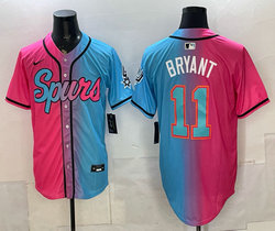 Nike San Antonio Spurs #11 Carter Bryant Pink and Blue （Blue Number） baseball jersey