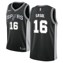 Nike San Antonio Spurs #16 Pau Gasol Black Game Authentic Stitched NBA jersey