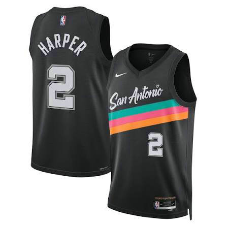 Nike San Antonio Spurs #2 Dylan Harper Black City jersey