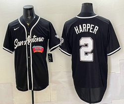 Nike San Antonio Spurs #2 Dylan Harper Black White Number Joint baseball jersey