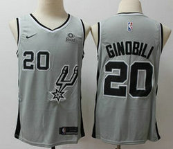 Nike San Antonio Spurs #20 Manu Ginobili Grey Game With Advertising Authentic Stitched NBA jersey