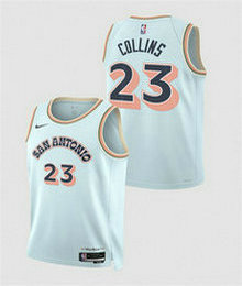 Nike San Antonio Spurs #23 Zach Collins Light Blue 2024_25 City Authentic Stitched NBA Jersey