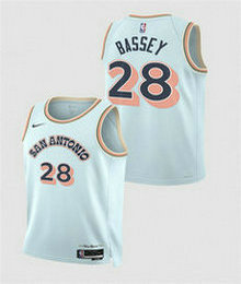 Nike San Antonio Spurs #28 Charles Bassey Light Blue 2024_25 City Authentic Stitched NBA Jersey