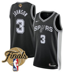 Nike San Antonio Spurs #3 Keldon Johnson Black 2026 Finals Patch Stitched NBA Jersey