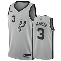 Nike San Antonio Spurs #3 Keldon Johnson Grey Game Authentic Stitched NBA jersey