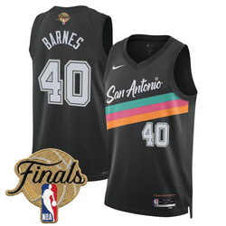 Nike San Antonio Spurs #40 Harrison Barnes Black City 2026 Finals Patch Stitched NBA Jersey