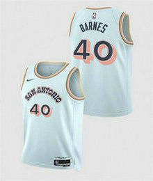 Nike San Antonio Spurs #40 Harrison Barnes Light Blue 2024_25 City Authentic Stitched NBA Jersey
