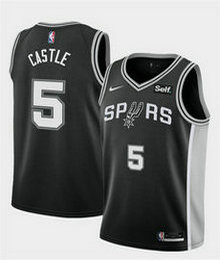 Nike San Antonio Spurs #5 Stephon Castle Black 2024 Draft Icon Edition Stitched Basketball Jersey