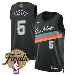 Nike San Antonio Spurs #5 Stephon Castle Black City 2026 Finals Patch Stitched NBA Jersey