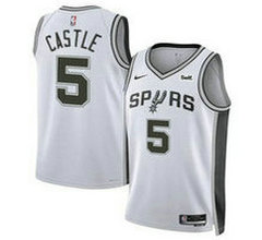 Nike San Antonio Spurs #5 Stephon Castle White 2024 Draft Association Edition Stitched Basketball Jersey
