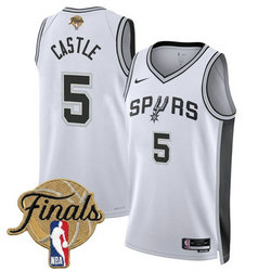 Nike San Antonio Spurs #5 Stephon Castle White 2026 Finals Patch Stitched NBA Jersey
