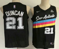 Nike San Antonio Spurs Black #21 Tim Duncan 2020-21 City With Advertising Authentic Stitched NBA jersey