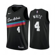 Nike San Antonio Spurs Black #4 Derrick White 2020-21 City With Advertising Authentic Stitched NBA jersey