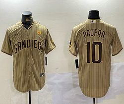 Nike San Diego Padres #10 Jurickson Profar Brown stripe PS patch Game Authentic Stitched MLB Jersey