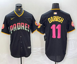Nike San Diego Padres #11 Yu Darvish Black Joint gradation Game Authentic Stitched MLB Jersey