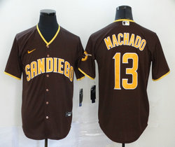 Nike San Diego Padres #13 Manny Machado Brown Game Authentic Stitched MLB Jersey