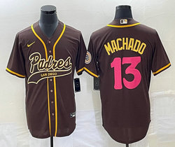 Nike San Diego Padres #13 Manny Machado Brown Joint Authentic Stitched baseball jersey