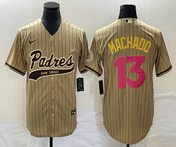 Nike San Diego Padres #13 Manny Machado Brown Stripe Joint Authentic Stitched baseball jersey