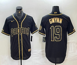 Nike San Diego Padres #13 Manny Machado Fashion Gold Name Authentic Stitched MLB Jersey