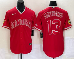 Nike San Diego Padres #13 Manny Machado Red Joint Authentic Stitched baseball jersey