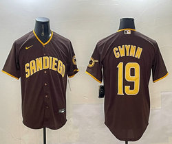 Nike San Diego Padres #19 Tony Gwynn Brown Game Authentic Stitched MLB Jersey