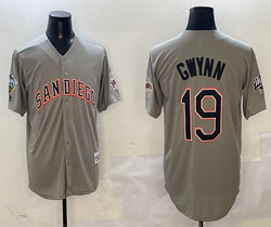 San Diego Padres #19 Tony Gwynn Gray Throwback Authentic Stitched MLB Jersey