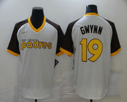 Nike San Diego Padres #19 Tony Gwynn White Throwback Pullover Authentic Stitched MLB Jersey