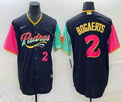 Nike San Diego Padres #2 Xander Bogaerts Black City Red #2 on Front Game Authentic Stitched MLB Jersey