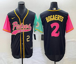 Nike San Diego Padres #2 Xander Bogaerts Black Gold #2 on front Joint Authentic Stitched baseball jersey
