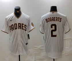 Nike San Diego Padres #2 Xander Bogaerts White Stripe Game Authentic Stitched MLB Jersey