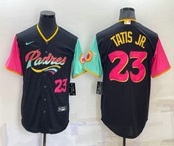 Nike San Diego Padres #23 Fernando Tatis Jr Black 2022 City #23 in front Game Authentic Stitched MLB Jersey