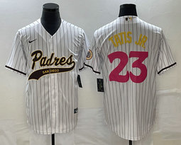 Nike San Diego Padres #23 Fernando Tatis Jr White Stripe Joint Authentic Stitched MLB Jersey