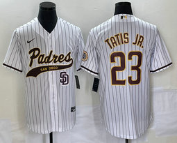 Nike San Diego Padres #23 Fernando Tatis Jr White Stripe Joint Team Logo On front Vapor Untouchable baseball jersey