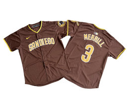 Nike San Diego Padres #3 Jackson Merrill Brown Road Authentic Stitched MLB Jersey