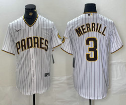 Nike San Diego Padres #3 Jackson Merrill White Game Authentic Stitched MLB Jersey