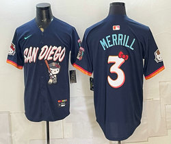 Nike San Diego Padres #3 Jackson Merrill Navy Hello Kitty Night Jersey