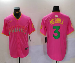 Nike San Diego Padres #3 Jackson Merrill Pink Joint Game Authentic Stitched MLB Jersey