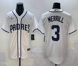 Nike San Diego Padres #3 Jackson Merrill White Authentic Stitched MLB Jersey