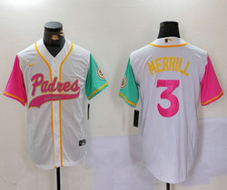 Nike San Diego Padres #3 Jackson Merrill White Joint Game Authentic Stitched MLB Jersey