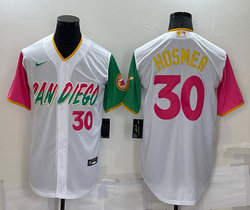 Nike San Diego Padres #30 Eric Hosmer White 2022 City #30 in front Authentic Stitched MLB Jersey