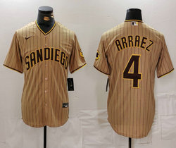 Nike San Diego Padres #4 Luis Arraez Brown Game Authentic Stitched MLB Jersey