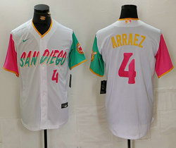 Nike San Diego Padres #4 Luis Arraez White City #4 front Game Authentic Stitched MLB Jersey