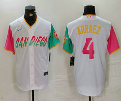 Nike San Diego Padres #4 Luis Arraez White City Game Authentic Stitched MLB Jersey