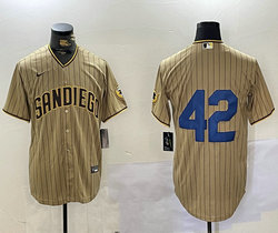 Nike San Diego Padres #42 Brown stripe Authentic Stitched MLB Jersey