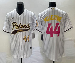 Nike San Diego Padres #44 Joe Musgrove White Stripe Gold #44 on front Joint Authentic Stitched baseball jersey